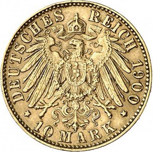 10 Mark Reverse Image minted in GERMANY in 1900E (1871-18 - Empire SAXONY-ALBERTINE)  - The Coin Database