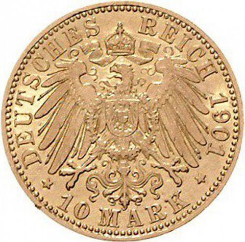 10 Mark Reverse Image minted in GERMANY in 1901A (1871-18 - Empire MECKLENBURG-SCHWERIN)  - The Coin Database