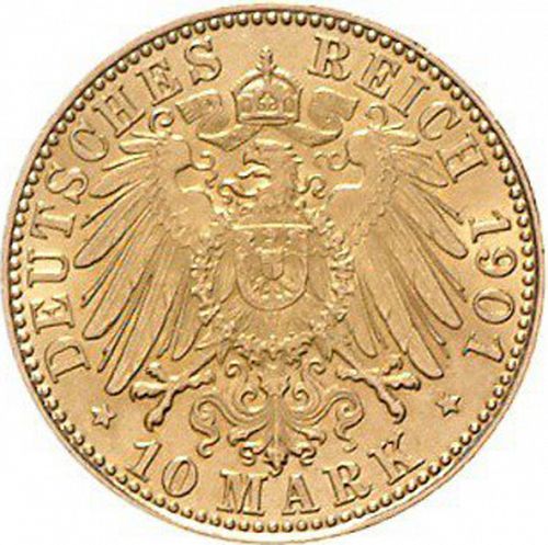 10 Mark Reverse Image minted in GERMANY in 1901J (1871-18 - Empire HAMBURG)  - The Coin Database