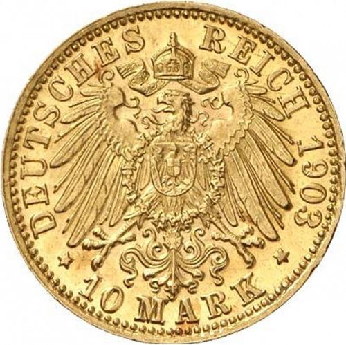 10 Mark Reverse Image minted in GERMANY in 1903G (1871-18 - Empire BADEN)  - The Coin Database