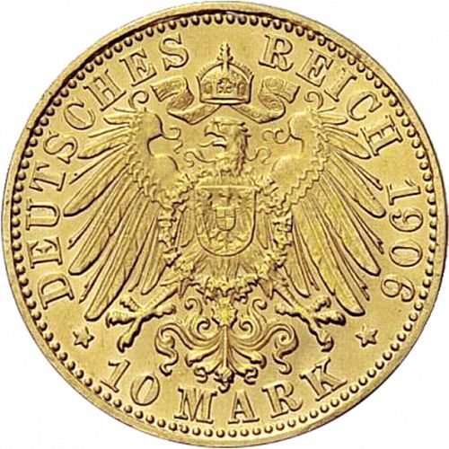 10 Mark Reverse Image minted in GERMANY in 1906D (1871-18 - Empire BAVARIA)  - The Coin Database