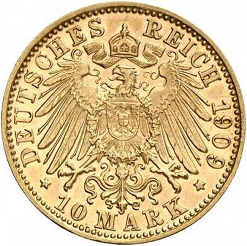 10 Mark Reverse Image minted in GERMANY in 1909D (1871-18 - Empire BAVARIA)  - The Coin Database