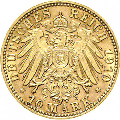 10 Mark Reverse Image minted in GERMANY in 1910J (1871-18 - Empire HAMBURG)  - The Coin Database