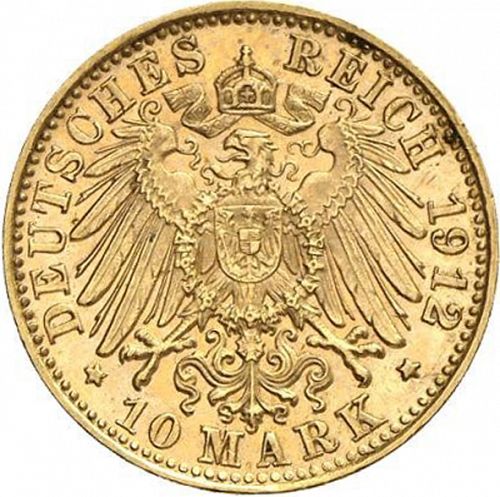 10 Mark Reverse Image minted in GERMANY in 1912D (1871-18 - Empire BAVARIA)  - The Coin Database