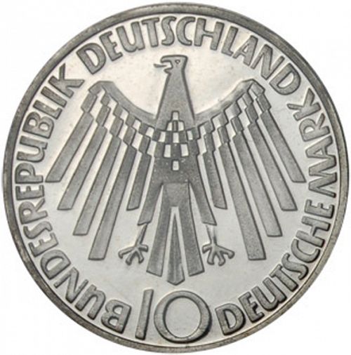 10 Mark Obverse Image minted in GERMANY in 1972D (1949-01 - Federal Republic - Commemorative)  - The Coin Database