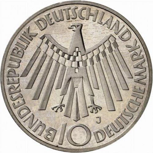 10 Mark Obverse Image minted in GERMANY in 1972J (1949-01 - Federal Republic - Commemorative)  - The Coin Database