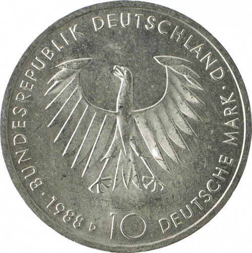 10 Mark Obverse Image minted in GERMANY in 1988D (1949-01 - Federal Republic - Commemorative)  - The Coin Database