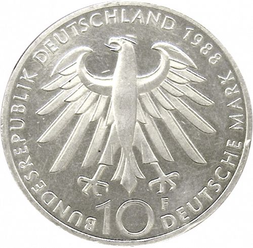 10 Mark Obverse Image minted in GERMANY in 1988F (1949-01 - Federal Republic - Commemorative)  - The Coin Database