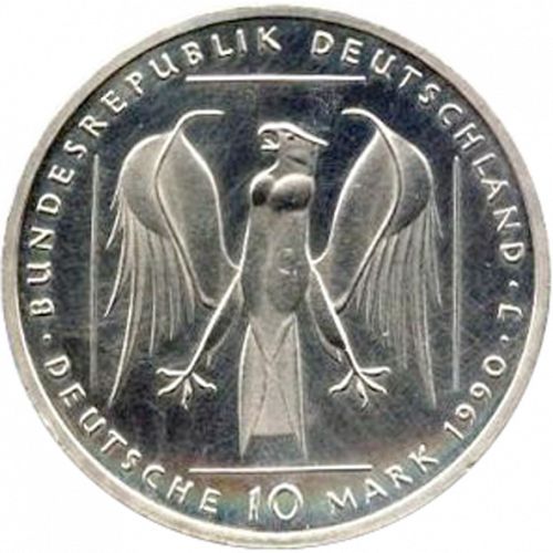 10 Mark Obverse Image minted in GERMANY in 1990J (1949-01 - Federal Republic - Commemorative)  - The Coin Database