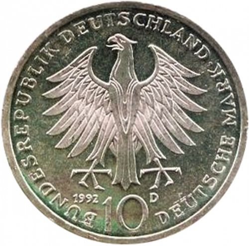 10 Mark Obverse Image minted in GERMANY in 1992D (1949-01 - Federal Republic - Commemorative)  - The Coin Database