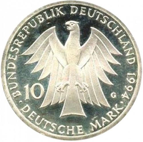 10 Mark Obverse Image minted in GERMANY in 1994G (1949-01 - Federal Republic - Commemorative)  - The Coin Database