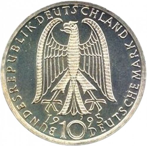 10 Mark Obverse Image minted in GERMANY in 1995J (1949-01 - Federal Republic - Commemorative)  - The Coin Database