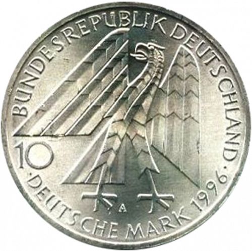 10 Mark Obverse Image minted in GERMANY in 1996A (1949-01 - Federal Republic - Commemorative)  - The Coin Database