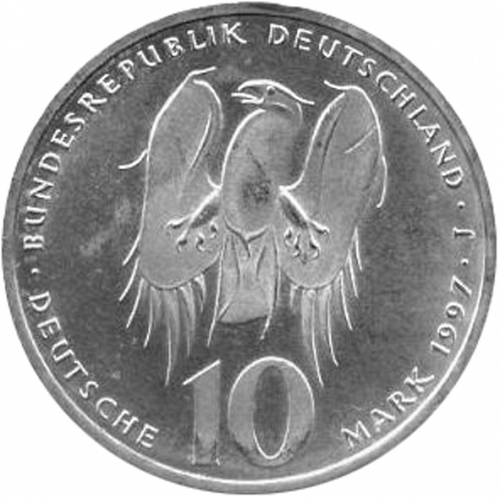 10 Mark Obverse Image minted in GERMANY in 1997J (1949-01 - Federal Republic - Commemorative)  - The Coin Database
