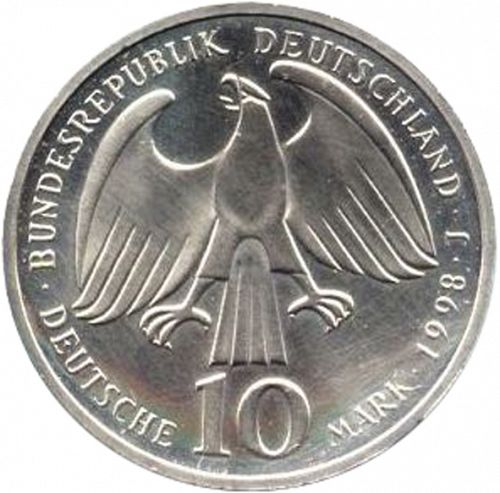 10 Mark Obverse Image minted in GERMANY in 1998J (1949-01 - Federal Republic - Commemorative)  - The Coin Database