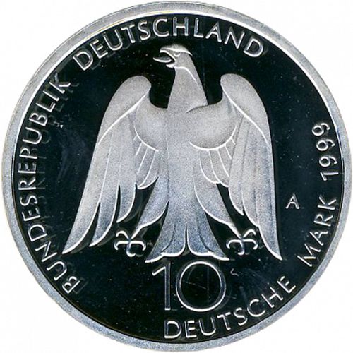 10 Mark Obverse Image minted in GERMANY in 1999A (1949-01 - Federal Republic - Commemorative)  - The Coin Database