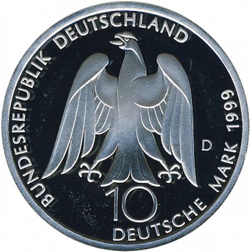 10 Mark Obverse Image minted in GERMANY in 1999D (1949-01 - Federal Republic - Commemorative)  - The Coin Database