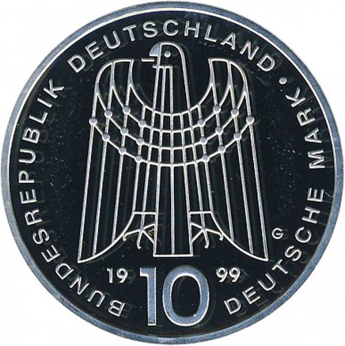 10 Mark Obverse Image minted in GERMANY in 1999G (1949-01 - Federal Republic - Commemorative)  - The Coin Database