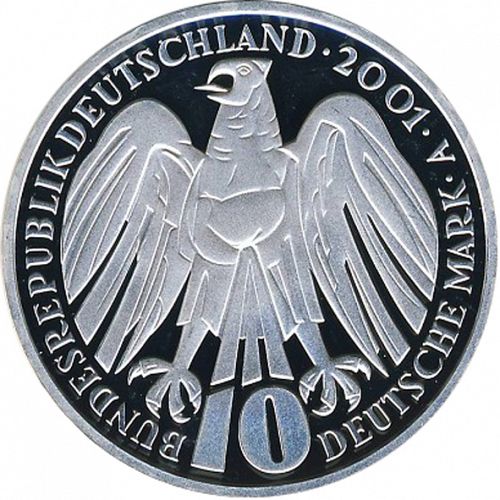 10 Mark Obverse Image minted in GERMANY in 2001A (1949-01 - Federal Republic - Commemorative)  - The Coin Database
