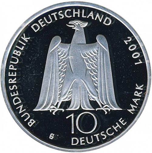 10 Mark Obverse Image minted in GERMANY in 2001G (1949-01 - Federal Republic - Commemorative)  - The Coin Database