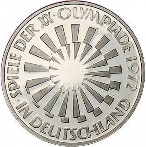 10 Mark Reverse Image minted in GERMANY in 1972D (1949-01 - Federal Republic - Commemorative)  - The Coin Database
