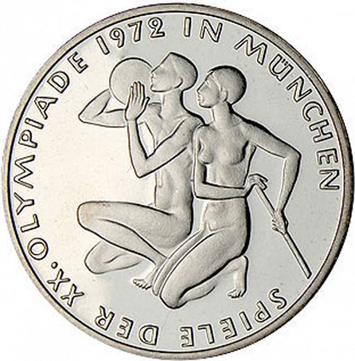 10 Mark Reverse Image minted in GERMANY in 1972D (1949-01 - Federal Republic - Commemorative)  - The Coin Database