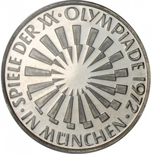 10 Mark Reverse Image minted in GERMANY in 1972D (1949-01 - Federal Republic - Commemorative)  - The Coin Database