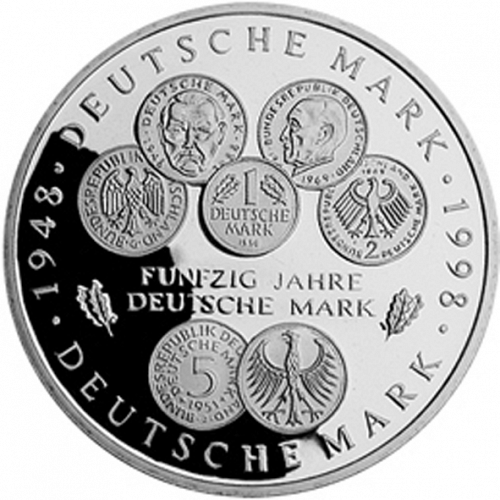 10 Mark Reverse Image minted in GERMANY in 1998F (1949-01 - Federal Republic - Commemorative)  - The Coin Database