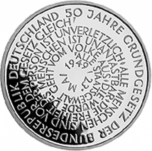 10 Mark Reverse Image minted in GERMANY in 1999D (1949-01 - Federal Republic - Commemorative)  - The Coin Database