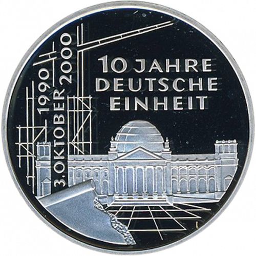 10 Mark Reverse Image minted in GERMANY in 2000G (1949-01 - Federal Republic - Commemorative)  - The Coin Database