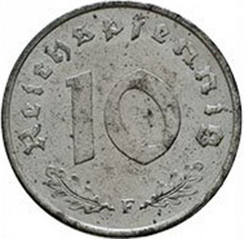 10 Reichspfennig Reverse Image minted in GERMANY in 1948F (1944-48 - Allied Occupation)  - The Coin Database
