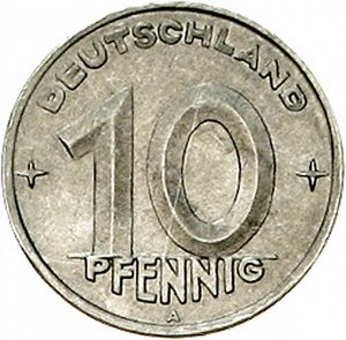 10 Pfennig Obverse Image minted in GERMANY in 1948A (1949-90 - Democratic Republic)  - The Coin Database