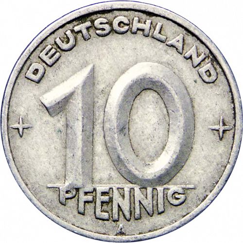 10 Pfennig Obverse Image minted in GERMANY in 1949A (1949-90 - Democratic Republic)  - The Coin Database