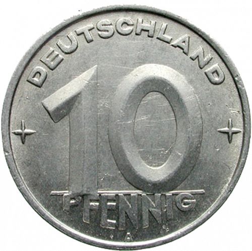 10 Pfennig Obverse Image minted in GERMANY in 1952A (1949-90 - Democratic Republic)  - The Coin Database