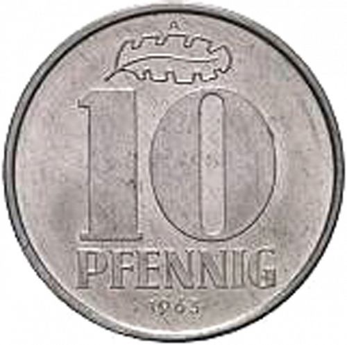 10 Pfennig Reverse Image minted in GERMANY in 1965A (1949-90 - Democratic Republic)  - The Coin Database