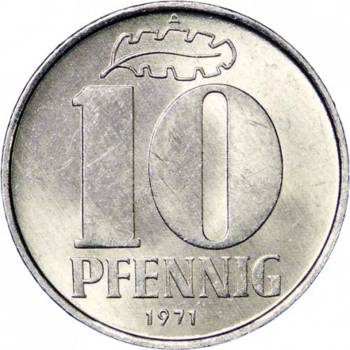 10 Pfennig Reverse Image minted in GERMANY in 1971A (1949-90 - Democratic Republic)  - The Coin Database