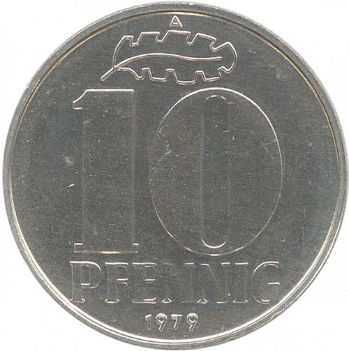 10 Pfennig Reverse Image minted in GERMANY in 1979A (1949-90 - Democratic Republic)  - The Coin Database