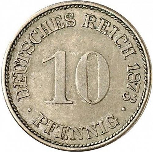 10 Pfenning Obverse Image minted in GERMANY in 1873H (1871-18 - Empire)  - The Coin Database