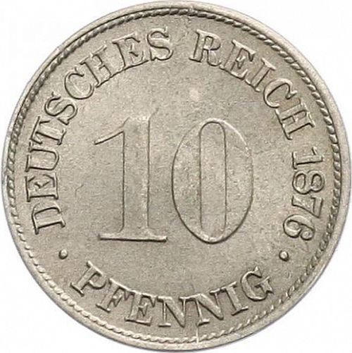 10 Pfenning Obverse Image minted in GERMANY in 1876G (1871-18 - Empire)  - The Coin Database