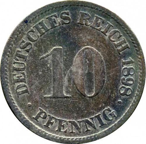10 Pfenning Obverse Image minted in GERMANY in 1898D (1871-18 - Empire)  - The Coin Database
