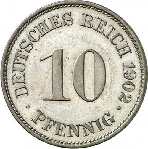 10 Pfenning Obverse Image minted in GERMANY in 1902A (1871-18 - Empire)  - The Coin Database