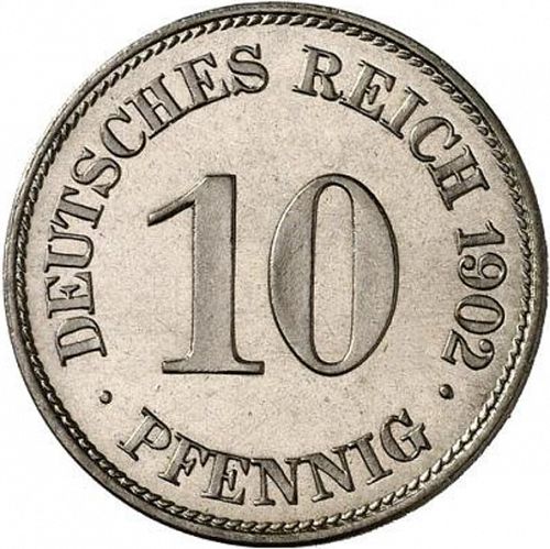 10 Pfenning Obverse Image minted in GERMANY in 1902E (1871-18 - Empire)  - The Coin Database