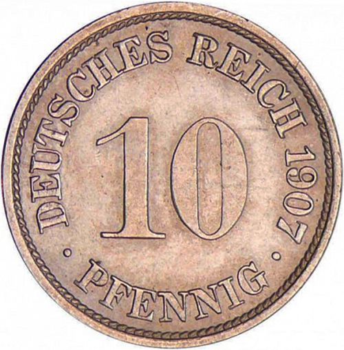 10 Pfenning Reverse Image minted in GERMANY in 1907F (1871-18 - Empire)  - The Coin Database