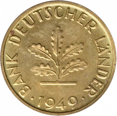 10 Pfennig Obverse Image minted in GERMANY in 1949D (1949-01 - Federal Republic)  - The Coin Database