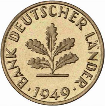 10 Pfennig Obverse Image minted in GERMANY in 1949F (1949-01 - Federal Republic)  - The Coin Database