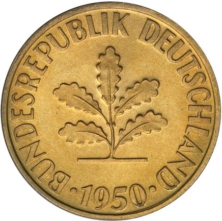 10 Pfennig Obverse Image minted in GERMANY in 1950G (1949-01 - Federal Republic)  - The Coin Database
