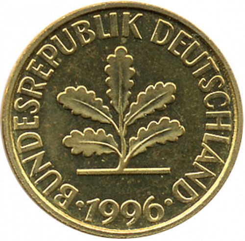 10 Pfennig Obverse Image minted in GERMANY in 1996F (1949-01 - Federal Republic)  - The Coin Database