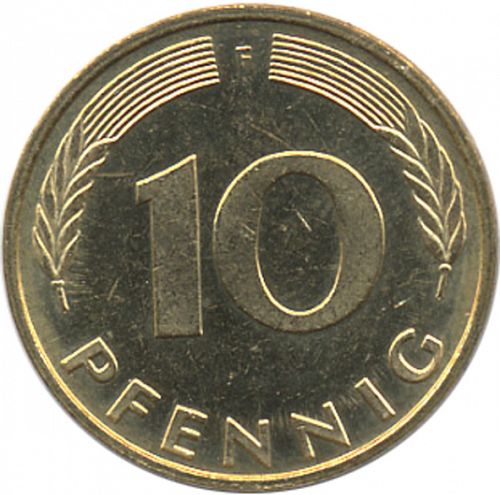 10 Pfennig Reverse Image minted in GERMANY in 1995F (1949-01 - Federal Republic)  - The Coin Database