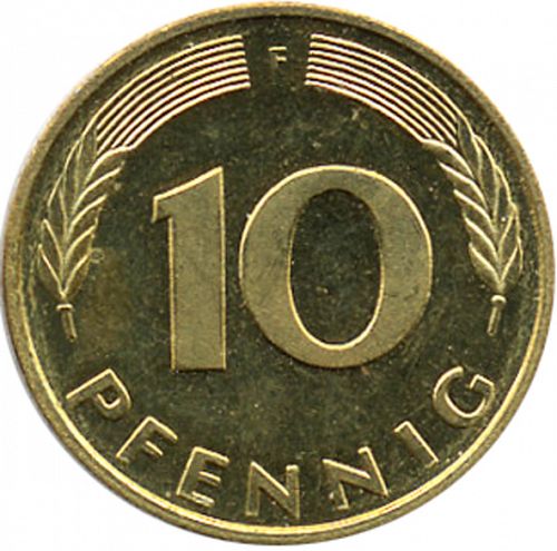 10 Pfennig Reverse Image minted in GERMANY in 1996F (1949-01 - Federal Republic)  - The Coin Database
