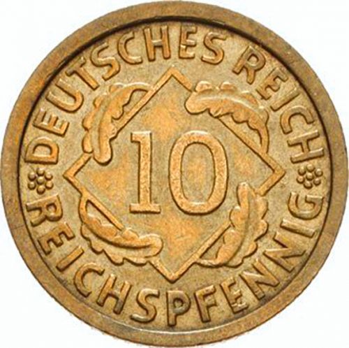 10 Pfenning Obverse Image minted in GERMANY in 1928G (1924-38 - Weimar Republic - Reichsmark)  - The Coin Database